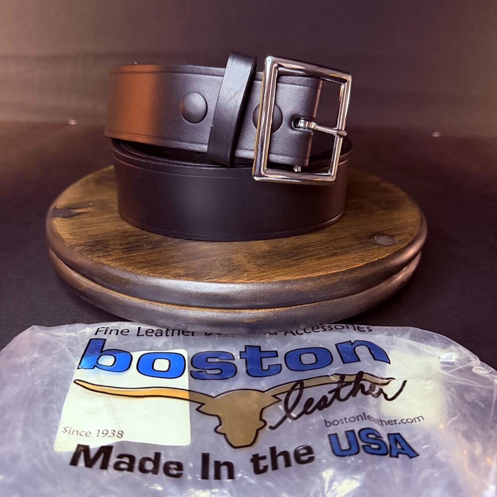 Boston Leather Uniform Belt Size 40" Black Leather 1.75" Wide 6605